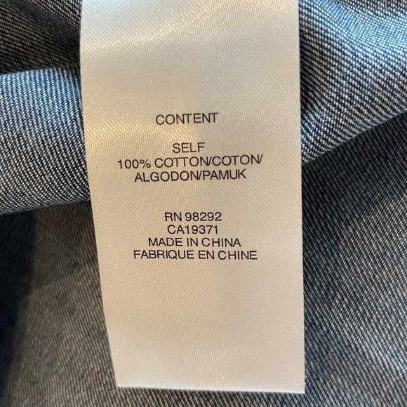 2022 summer Tibi Summer Denim Pleat Sleeve Top - Picture 4 of 4